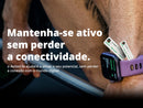 ACTION WEARZONE roxo no pulso recebendo notificações durante treino de musçulação