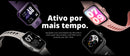 ACTION WEARZONE nas cores roxo, rose gold, prata e preto, bateria de 350mAh e tela AMOLED, até 7 dias de conexão